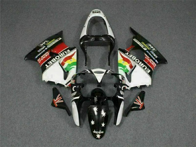 Carénage Kawasaki ZX6R 2000-2002 - Noir Blanc Eurobet Bon Marché Carénage Kawasaki ZX6R 2000-2002 - Noir Blanc Eurobet Bon Marché