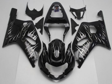 Carénage Suzuki GSXR 600 / 750 K1 K2 K3 2001-2003 - Noir Blanc Flamme Bon Marché