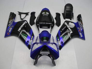 Carénage Kawasaki ZX6R 2003-2004 - Bleu Monster Bon Marché