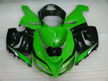 Carénage Kawasaki ZX6R 2005-2006 - Vert Blanc Noir Bon Marché