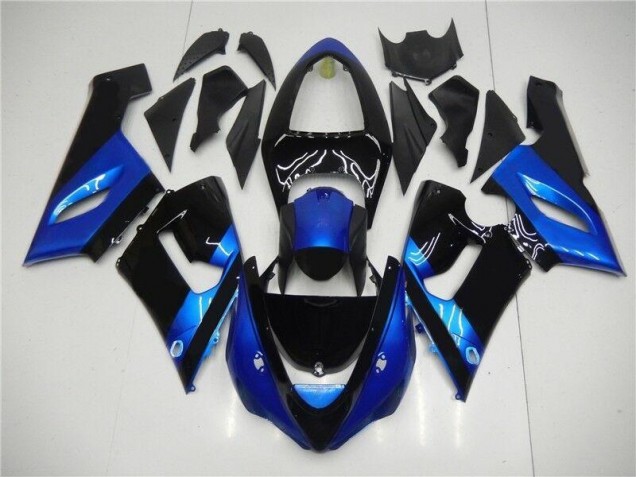 Carénage Kawasaki ZX6R 2005-2006 - Bleu Noir Bon Marché Carénage Kawasaki ZX6R 2005-2006 - Bleu Noir Bon Marché