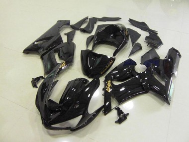 Carénage Kawasaki ZX6R 2005-2006 - Noir Brillant Or Décalque Bon Marché