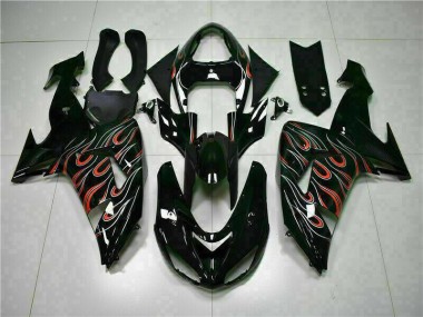 Carénages Kawasaki ZX10R 2006-2007 - Noir Rouge Flamme Bon Marché
