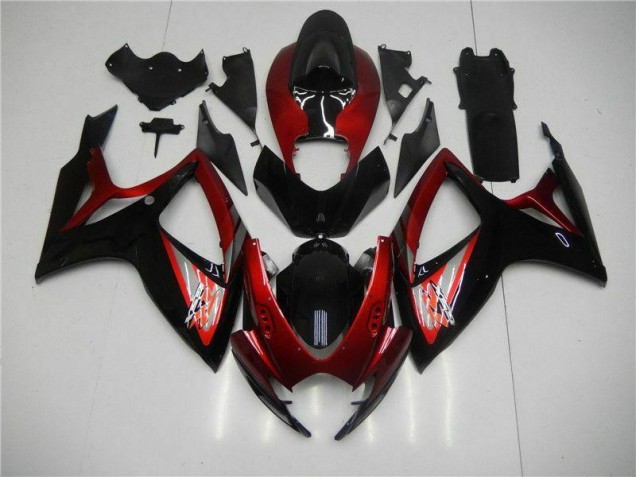 Carénage Suzuki GSXR 600 / 750 K6 2006-2007 - Rouge Noir Bon Marché Carénage Suzuki GSXR 600 / 750 K6 2006-2007 - Rouge Noir Bon Marché