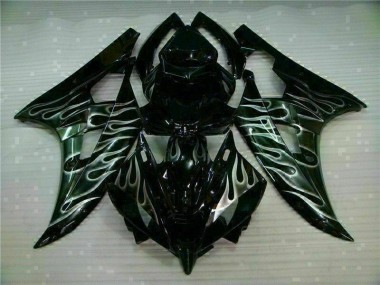 Carénage Yamaha R6 2006-2007 - Argent Flamme Noir Bon Marché