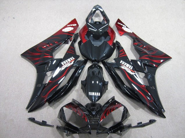 Carénages Yamaha R6 2006-2007 - Noir Rouge Flamme Bon Marché Carénages Yamaha R6 2006-2007 - Noir Rouge Flamme Bon Marché