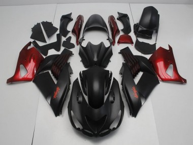 Carénage Kawasaki ZX14R ZZR 1400 2006-2011 - Noir Mat et Rouge Bon Marché