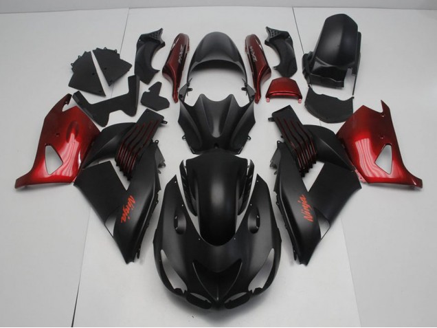 Carénage Kawasaki ZX14R ZZR 1400 2006-2011 - Noir Mat et Rouge Bon Marché Carénage Kawasaki ZX14R ZZR 1400 2006-2011 - Noir Mat et Rouge Bon Marché