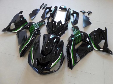 Carénage Kawasaki ZX14R ZZR 1400 2006-2011 - Noir Brillant avec Ligne Verte Bon Marché
