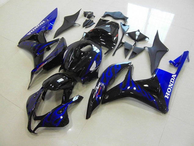 Carénage Honda CBR 600 RR 2007-2008 - Noir Bleu Flamme Bon Marché Carénage Honda CBR 600 RR 2007-2008 - Noir Bleu Flamme Bon Marché