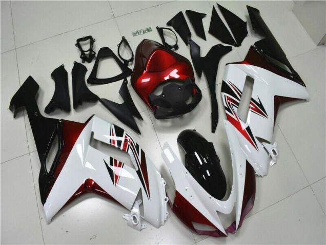 Carénage Kawasaki ZX6R 2007-2008 - Blanc Noir Rouge Bon Marché Carénage Kawasaki ZX6R 2007-2008 - Blanc Noir Rouge Bon Marché