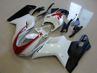 Carénage Ducati 848 1098 1198 2007-2014 - Noir Mat Blanc avec Rouge Bande Bon Marché