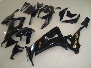 Carénage Kawasaki ZX10R 2008-2010 - Noir Brillant avec Or Décalque Bon Marché