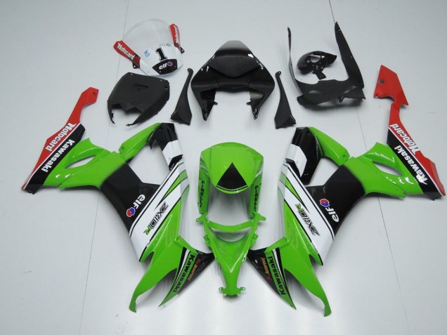 Carénage Kawasaki ZX10R 2008-2010 - Blanc Noir et Vert Bon Marché Carénage Kawasaki ZX10R 2008-2010 - Blanc Noir et Vert Bon Marché