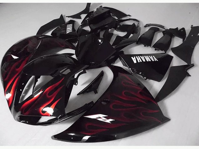 Carénage Yamaha R1 2009-2011 - Rouge Noir Flamme Bon Marché Carénage Yamaha R1 2009-2011 - Rouge Noir Flamme Bon Marché