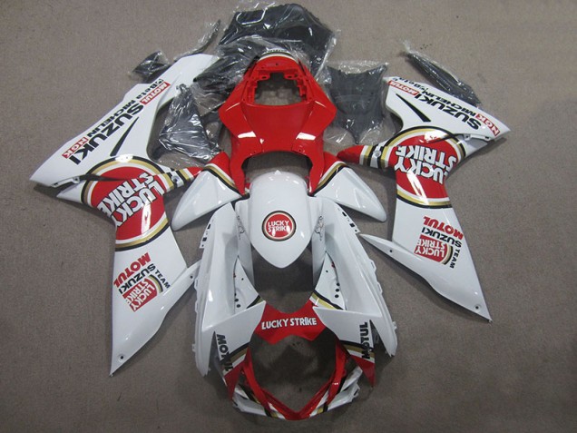 Carénage Suzuki GSXR 600 K11 2011-2024 - Blanc Lucky Strike Rouge Motul Bon Marché Carénage Suzuki GSXR 600 K11 2011-2024 - Blanc Lucky Strike Rouge Motul Bon Marché