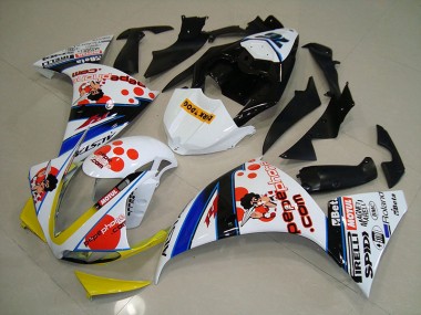 Carénage Yamaha R1 2012-2014 - Blanc Noir Pepe Phone Bon Marché